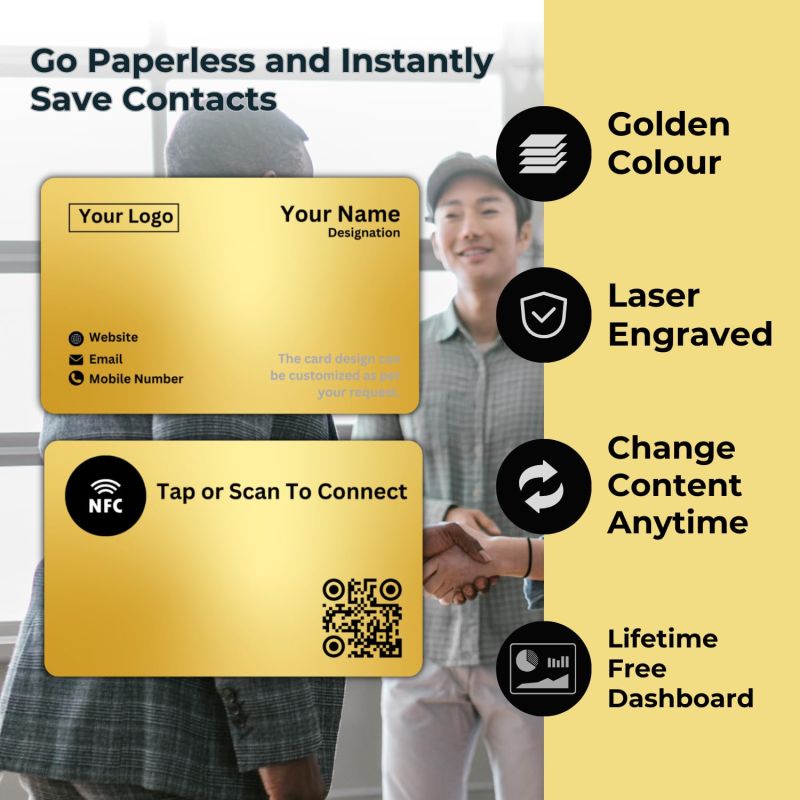 Information graphic from the Amazon listing for tinydabba NFC & QR-Enabled Business Card