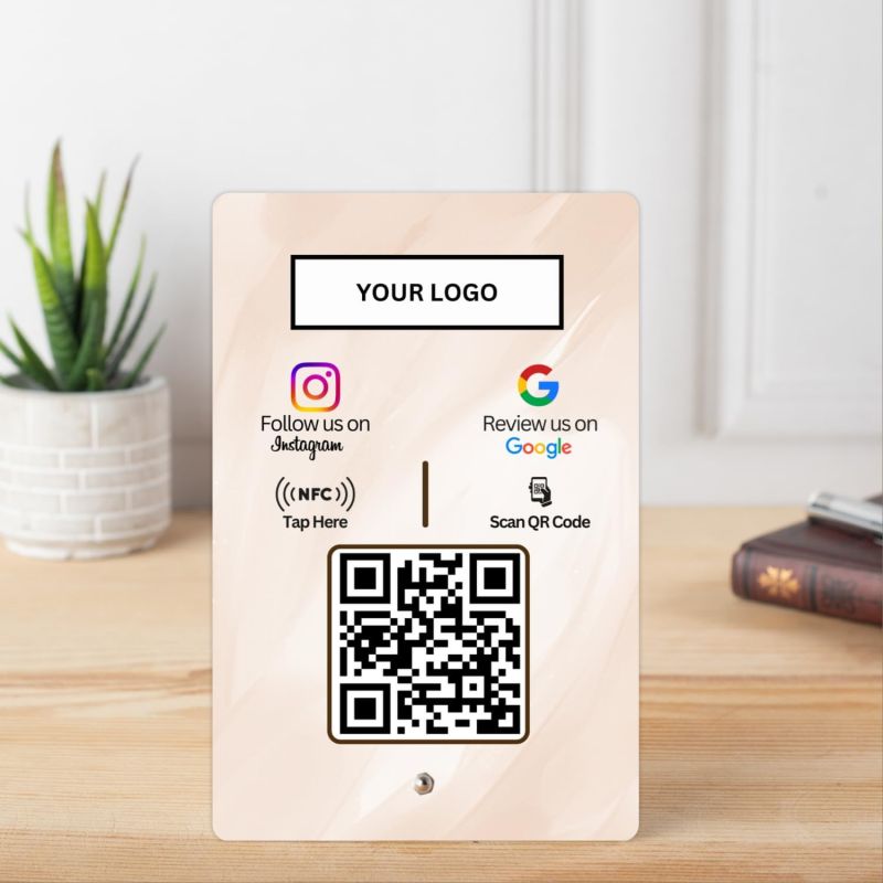 tinydabba Custom Review + Instagram 2-in-1 combo NFC Standee with QR Code