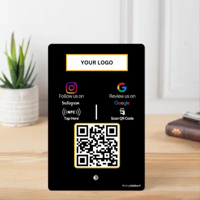 tinydabba Custom Review + Instagram 2-in-1 combo NFC Standee with QR Code, from the Amazon listing