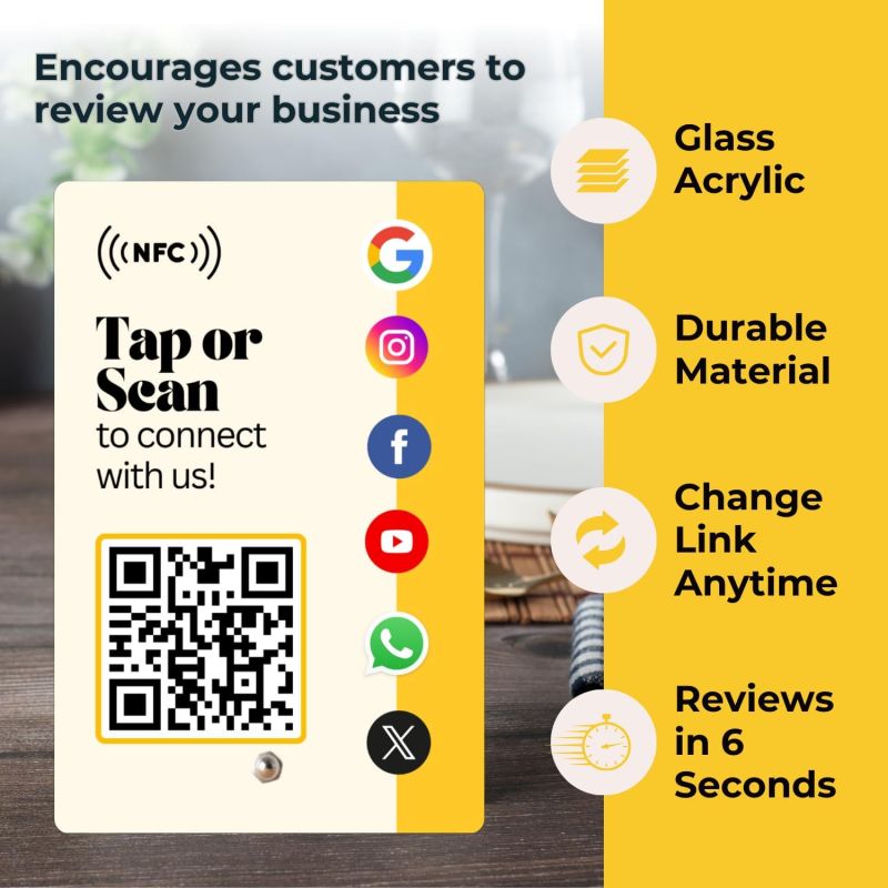 Information graphic from the Amazon listing for tinydabba Review Standee