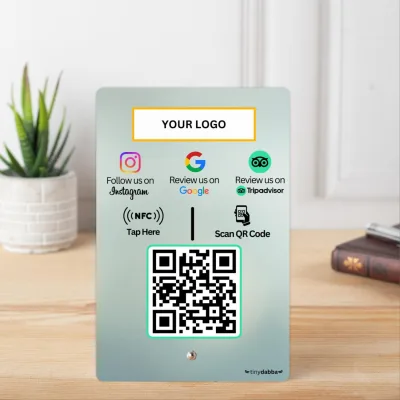 tinydabba Custom Review NFC Standee with QR Code for Hotel & Cafe, from the Amazon listing