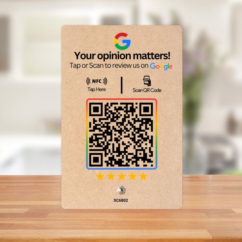 tinydabba Wooden Review NFC Standee with QR Code