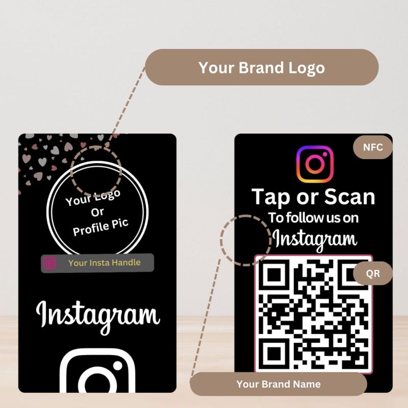 Information graphic from the Amazon listing for Custom Instagram NFC Card