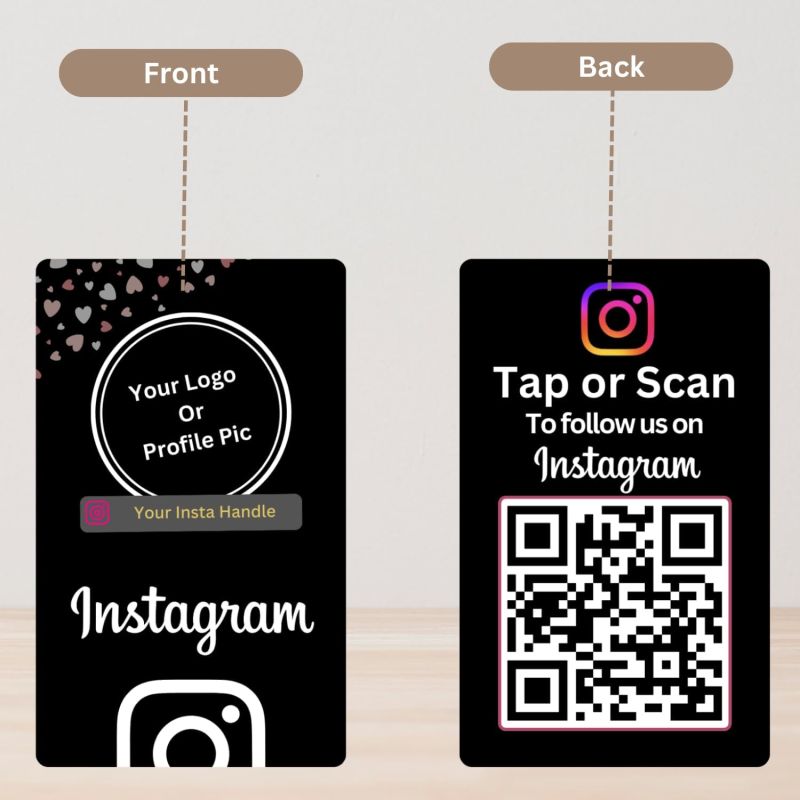 Information graphic from the Amazon listing for Custom Instagram NFC Card