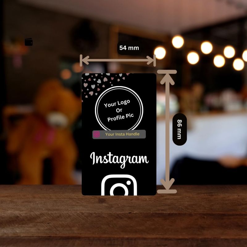 Information graphic from the Amazon listing for Custom Instagram NFC Card