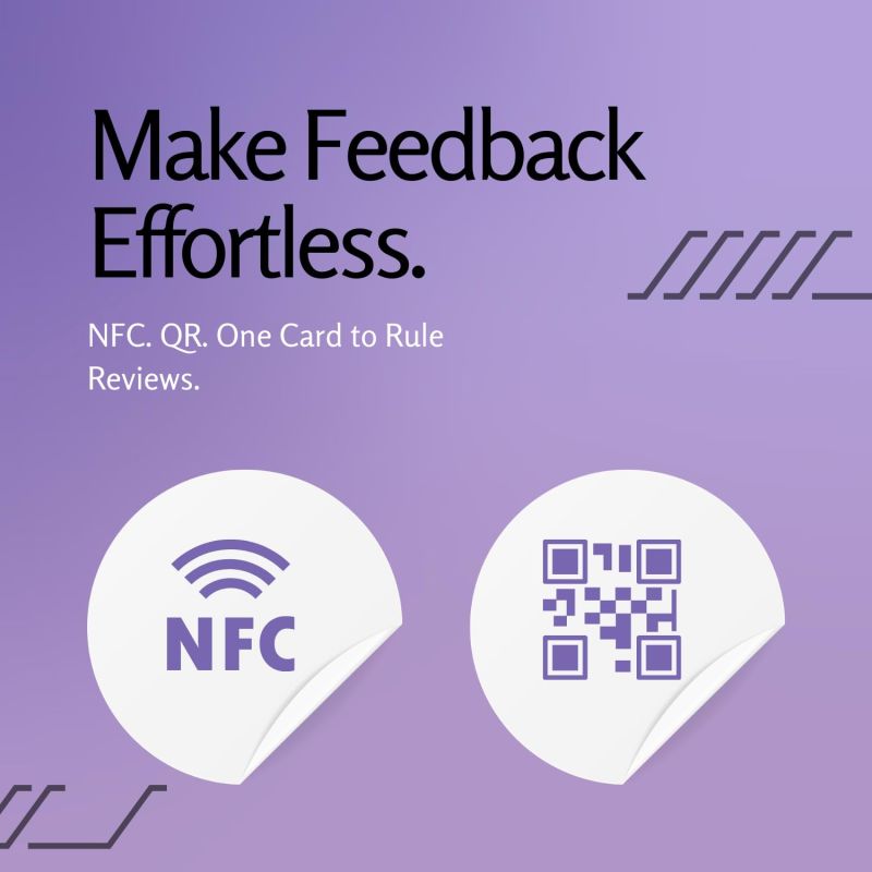 Information graphic from the Amazon listing for tinydabba NFC & QR Tap or Scan Feedback Card for Business