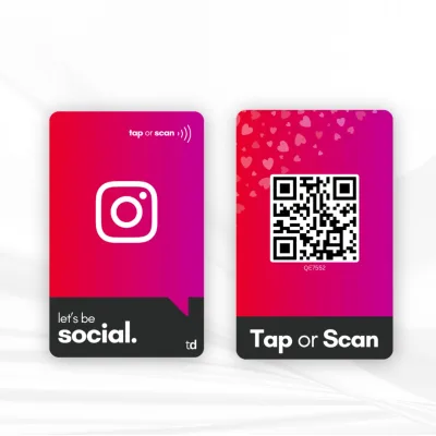 tinydabba NFC & QR Smart Social Follow Tap Card, Durable PVC, UV Printed, from the Amazon listing