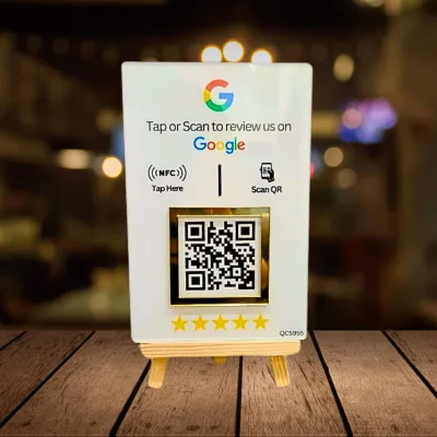 tinydabba NFC & QR Tap or Scan Feedback Standee for Business, from the Amazon listing