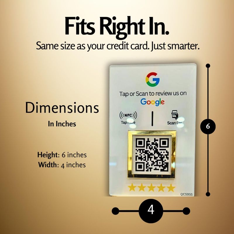 Information graphic from the Amazon listing for tinydabba NFC & QR Tap or Scan Feedback Standee for Business