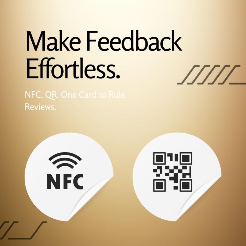 Information graphic from the Amazon listing for tinydabba NFC & QR Tap or Scan Feedback Standee for Business