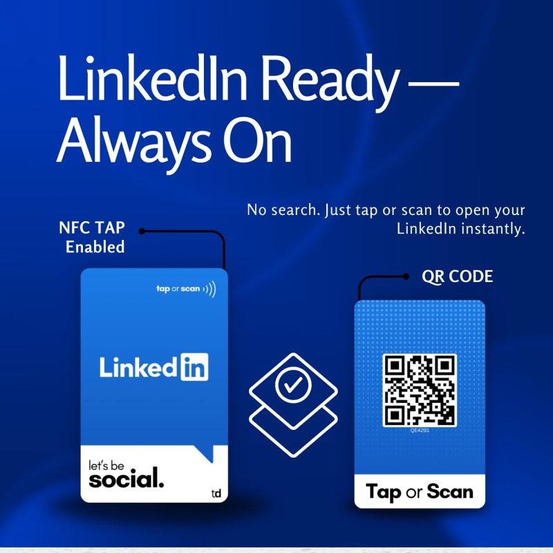 Information graphic from the Amazon listing for tinydabba LinkedIn Card
