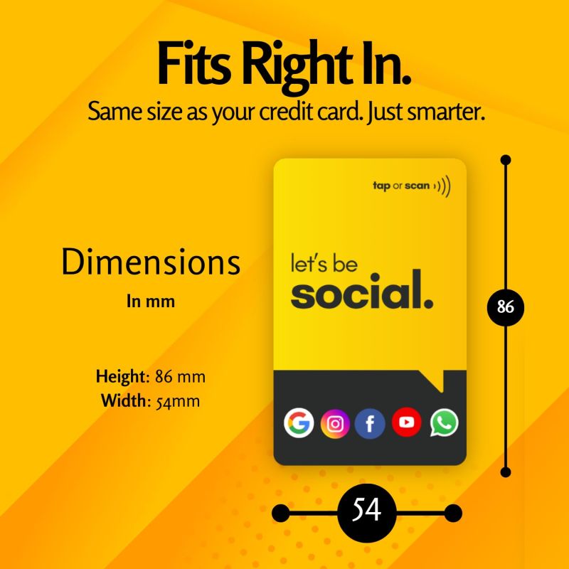 Information graphic from the Amazon listing for tinydabba Social Media Card