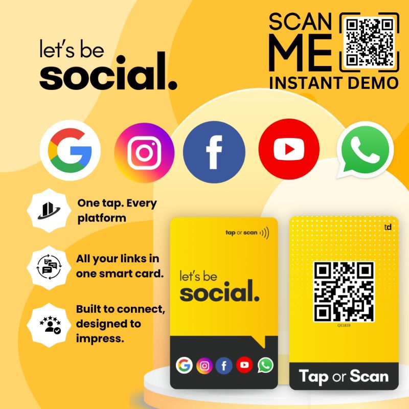 Information graphic from the Amazon listing for tinydabba Social Media Card