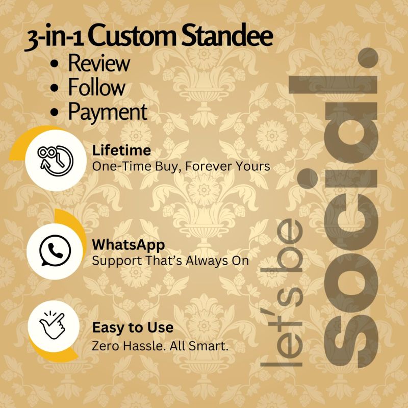 Information graphic from the Amazon listing for tinydabba Custom Combo 3-in-1 Standee