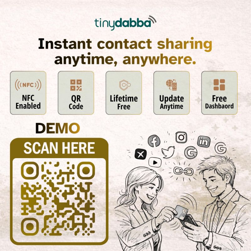 Information graphic from the Amazon listing for tinydabba Customised NFC Business Card