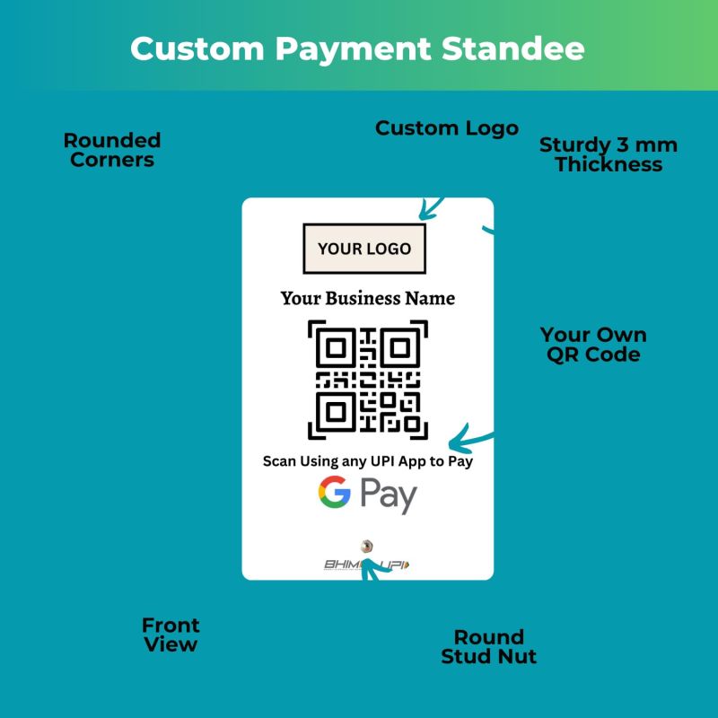 Information graphic from the Amazon listing for tinydabba UPI Payment Standee