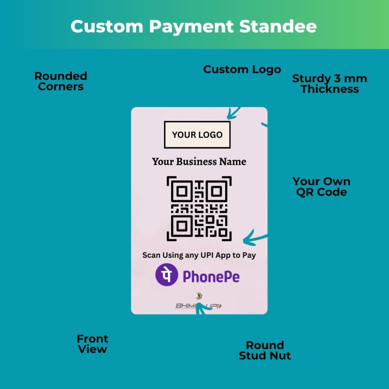 Information graphic from the Amazon listing for tinydabba UPI Payment Standee