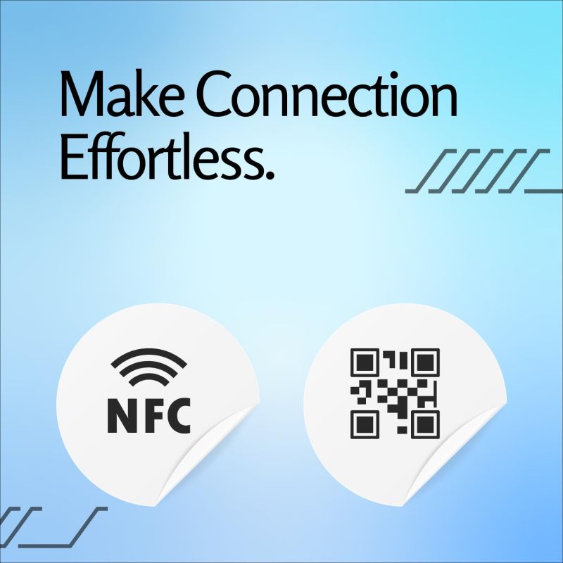 Information graphic from the Amazon listing for tinydabba Facebook Standee with NFC & QR Code