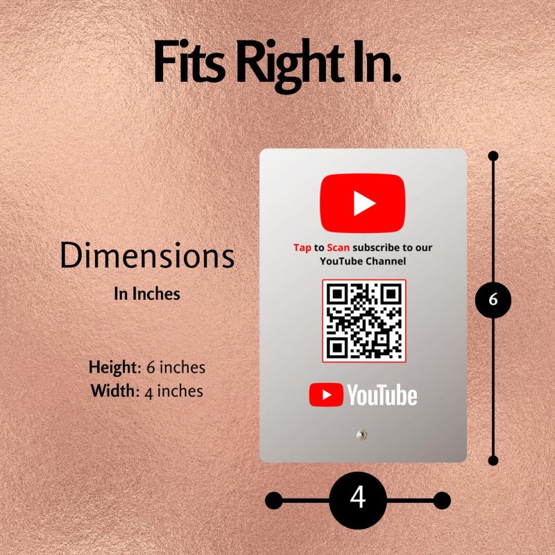 Information graphic from the Amazon listing for tinydabba YouTube Standee with NFC & QR Code