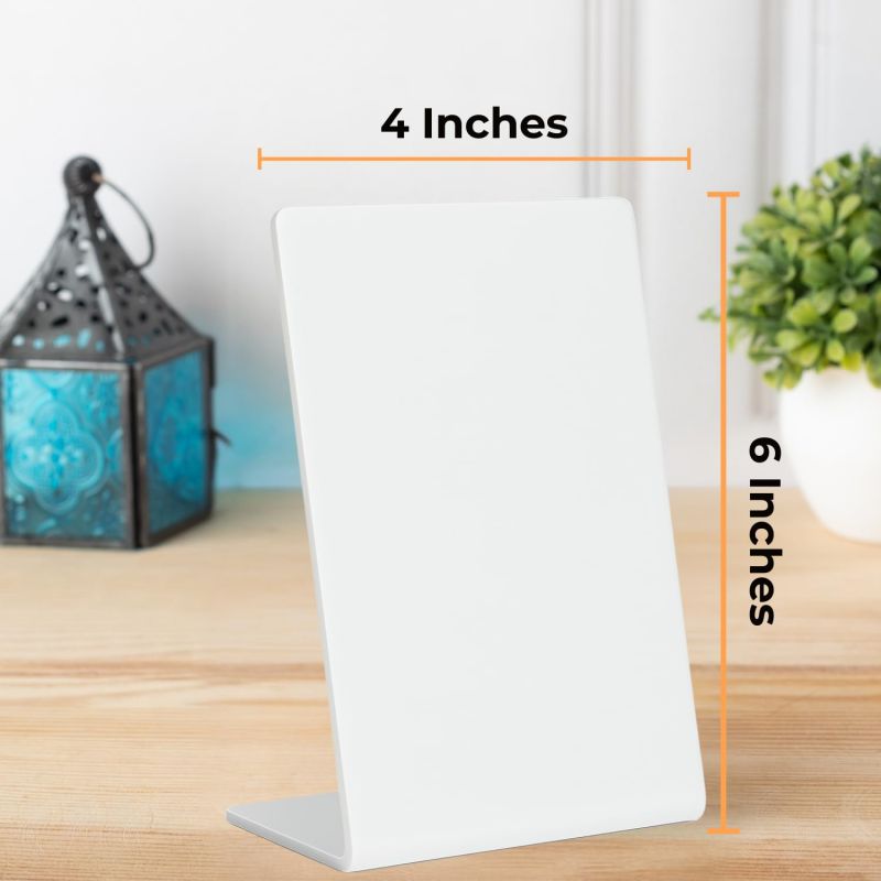 Information graphic from the Amazon listing for tinydabba 4x6 inch white acrylic QR standee
