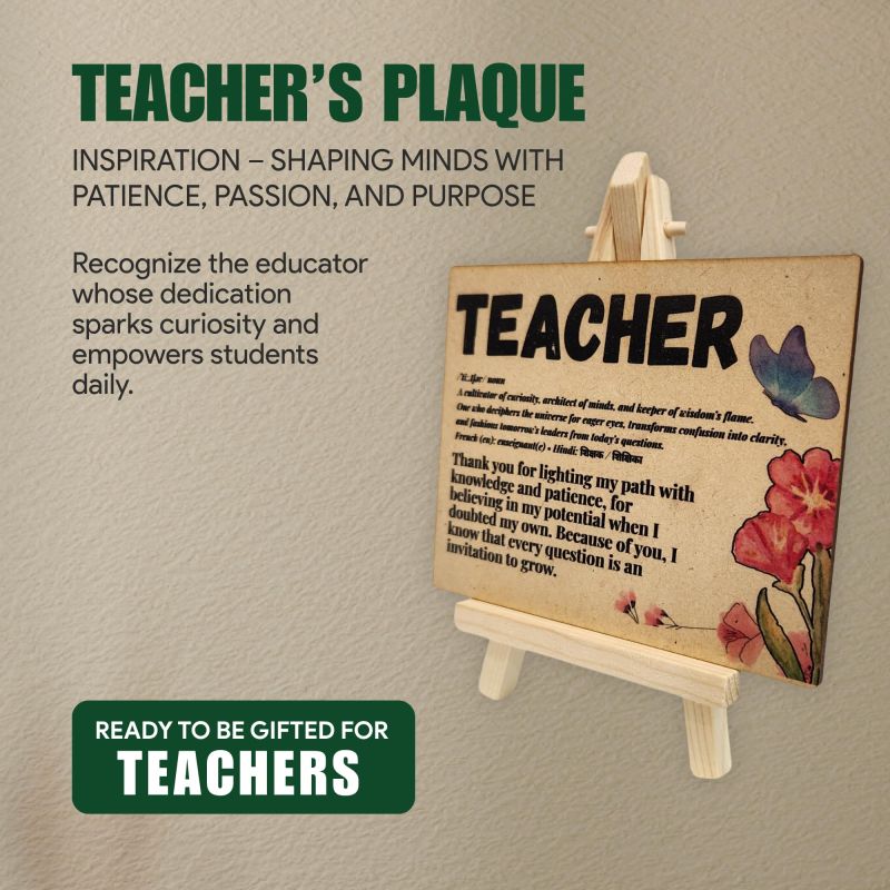 Information graphic from the Amazon listing for tinydabba Wooden Definition Plaque with Easel