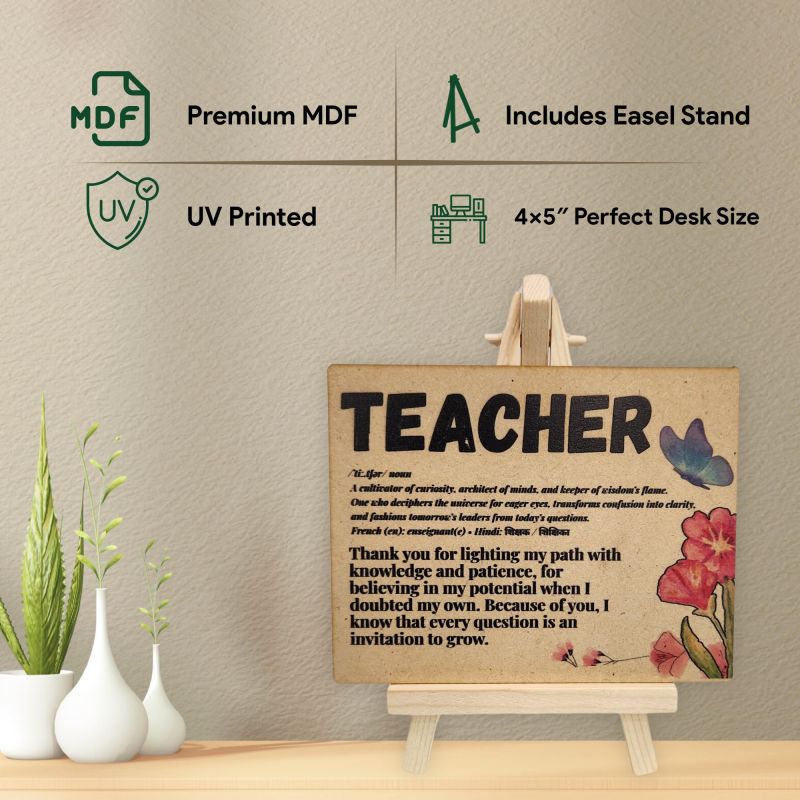 Information graphic from the Amazon listing for tinydabba Wooden Definition Plaque with Easel