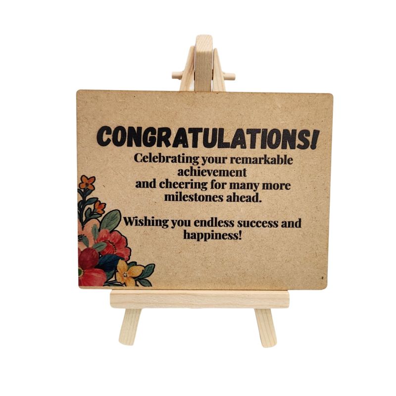 tinydabba Wooden Congrats Plaque with Easel