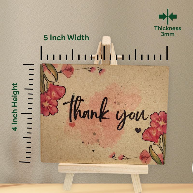 Information graphic from the Amazon listing for tinydabba Wooden Thank You Plaque with Easel