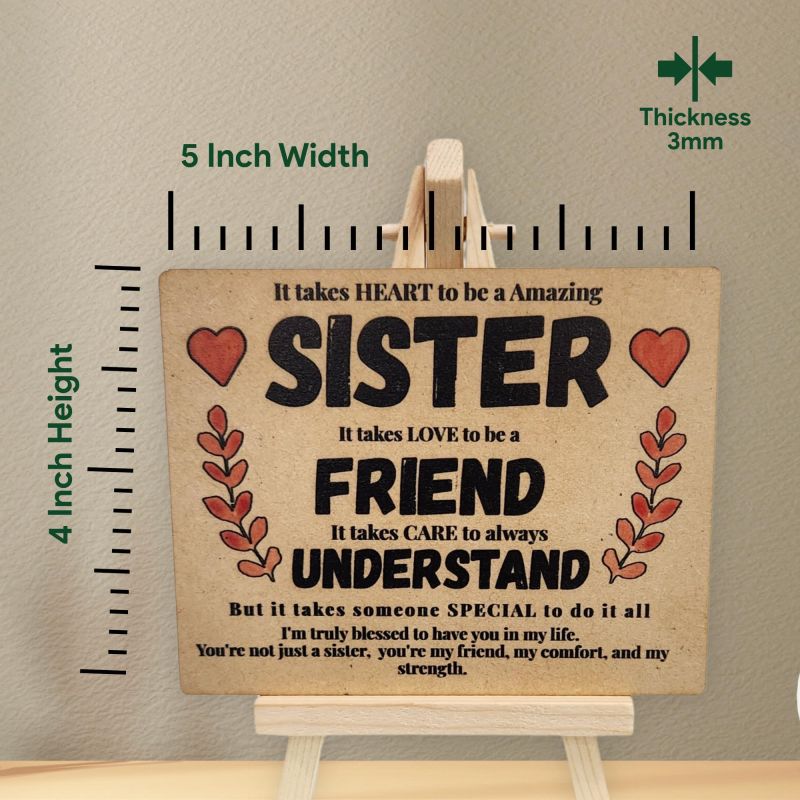 Information graphic from the Amazon listing for tinydabba Wooden Desk Plaque with Easel