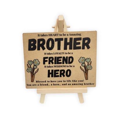 tinydabba Wooden Desk Plaque with Easel, from the Amazon listing