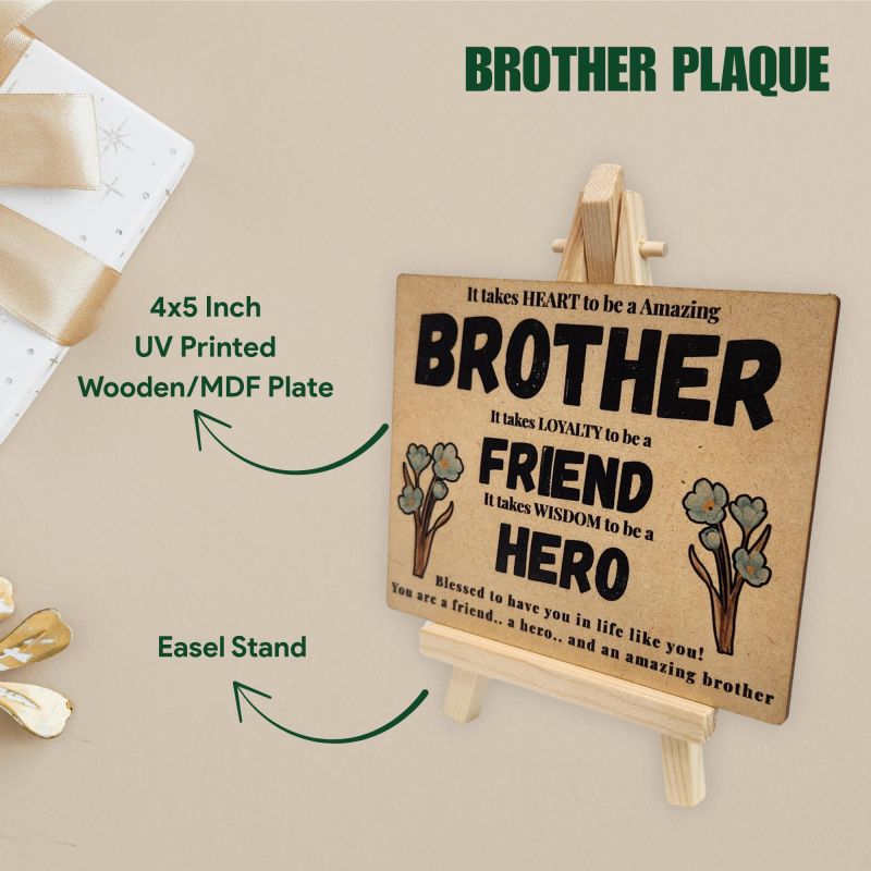 Information graphic from the Amazon listing for tinydabba Wooden Desk Plaque with Easel