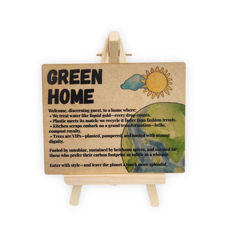 tinydabba Wooden Green Home Plaque with Easel