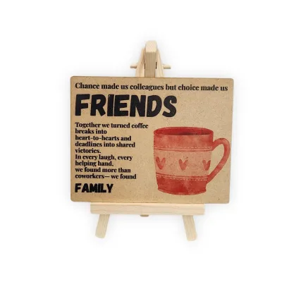 tinydabba Wooden Friends Plaque with Easel, from the Amazon listing