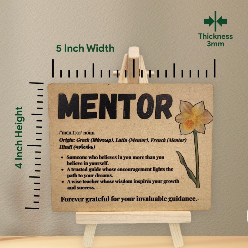Information graphic from the Amazon listing for tinydabba Wooden Definition Plaque with Easel