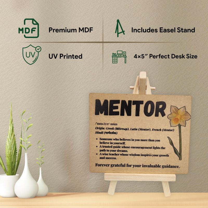 Information graphic from the Amazon listing for tinydabba Wooden Definition Plaque with Easel