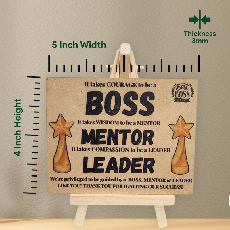 Information graphic from the Amazon listing for tinydabba Wooden Desk Plaque with Easel