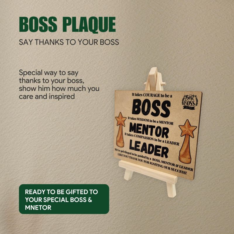 Information graphic from the Amazon listing for tinydabba Wooden Desk Plaque with Easel