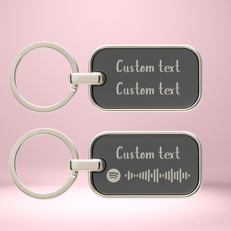 Information graphic from the Amazon listing for tinydabba Custom Spotify Code Metal Keychain