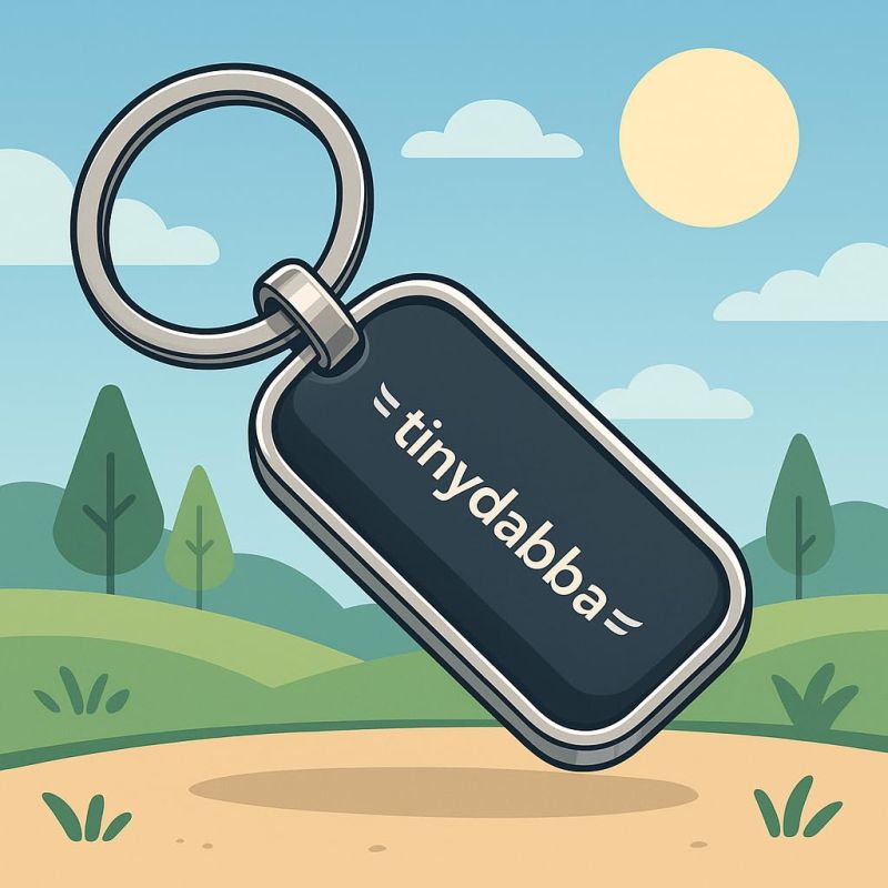 Information graphic from the Amazon listing for tinydabba Custom Engraved Metal Keychain