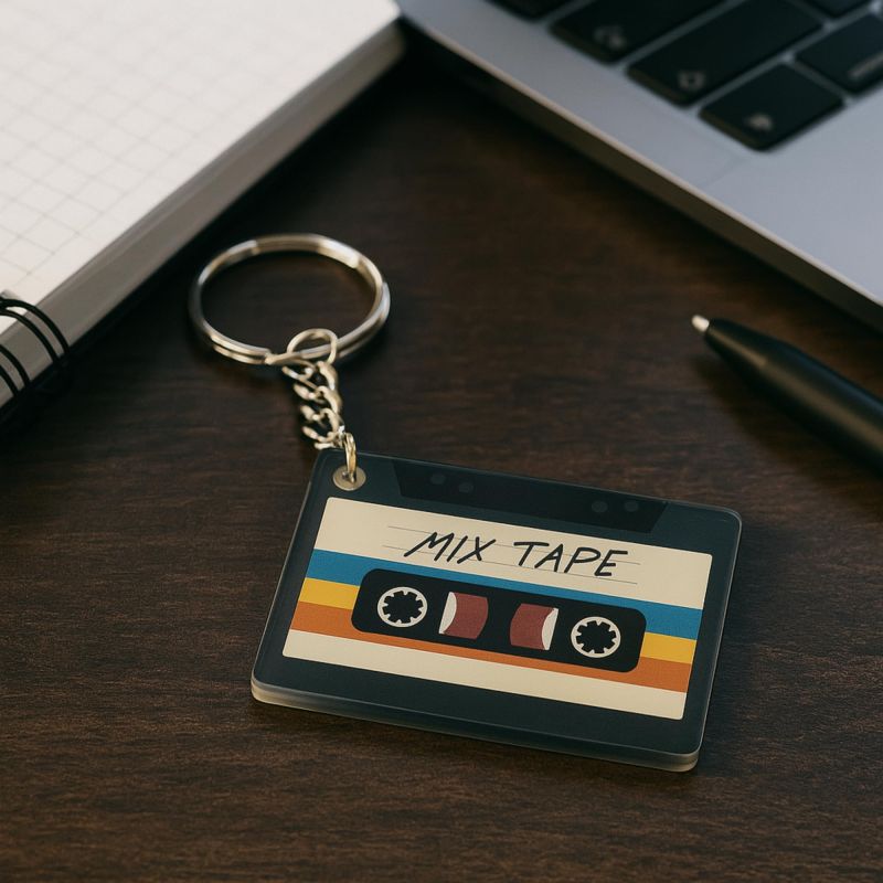 Information graphic from the Amazon listing for tinydabba NFC Mixtape Keychain