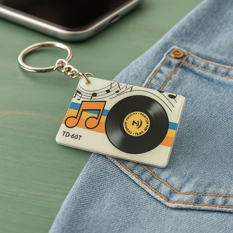 Information graphic from the Amazon listing for tinydabba NFC Mixtape Keychain