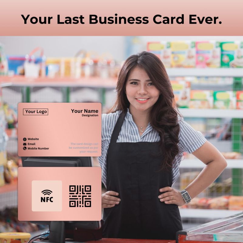 Information graphic from the Amazon listing for tinydabba NFC & QR-Enabled Business Card