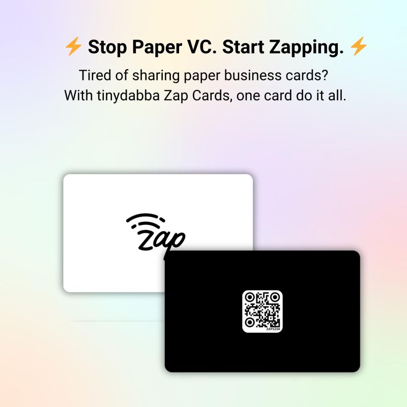 Information graphic from the Amazon listing for tinydabba Zap NFC Smart Digital Business Card