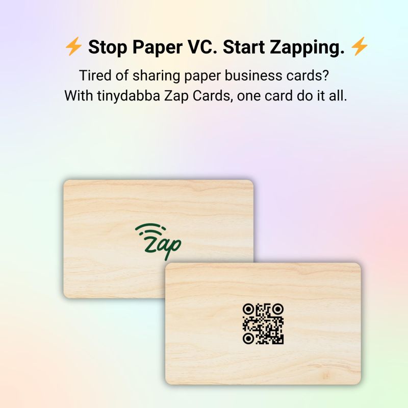 Information graphic from the Amazon listing for tinydabba Zap NFC Smart Digital Business Card