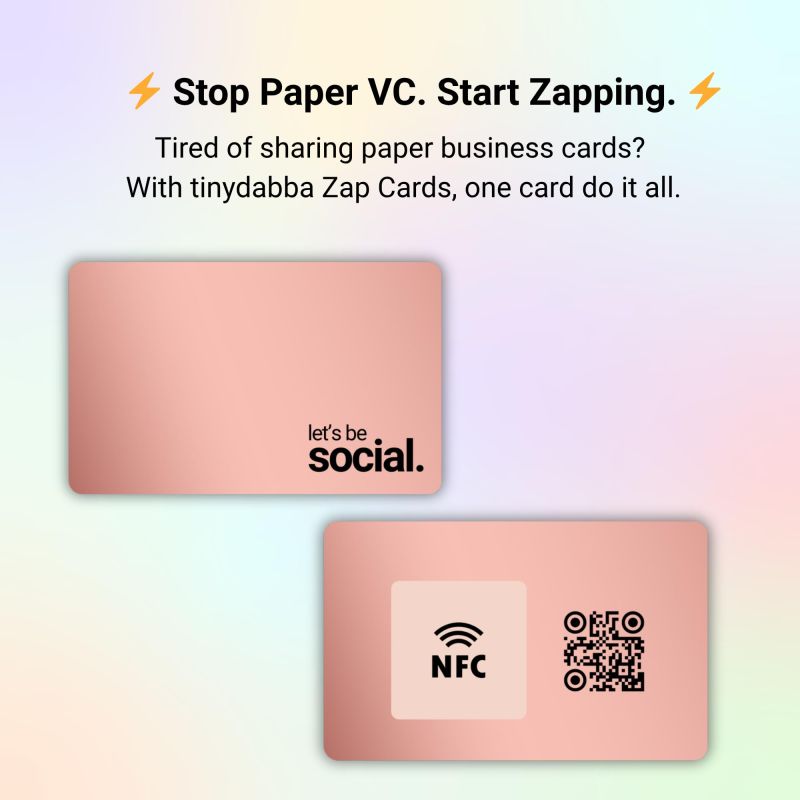 Information graphic from the Amazon listing for tinydabba Zap NFC Smart Digital Business Card