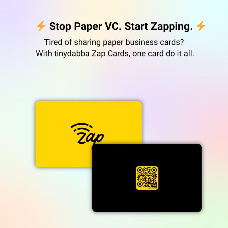Information graphic from the Amazon listing for tinydabba Zap NFC Smart Digital Business Card