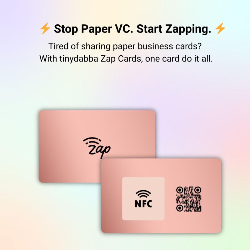 Information graphic from the Amazon listing for tinydabba Zap NFC Smart Digital Business Card