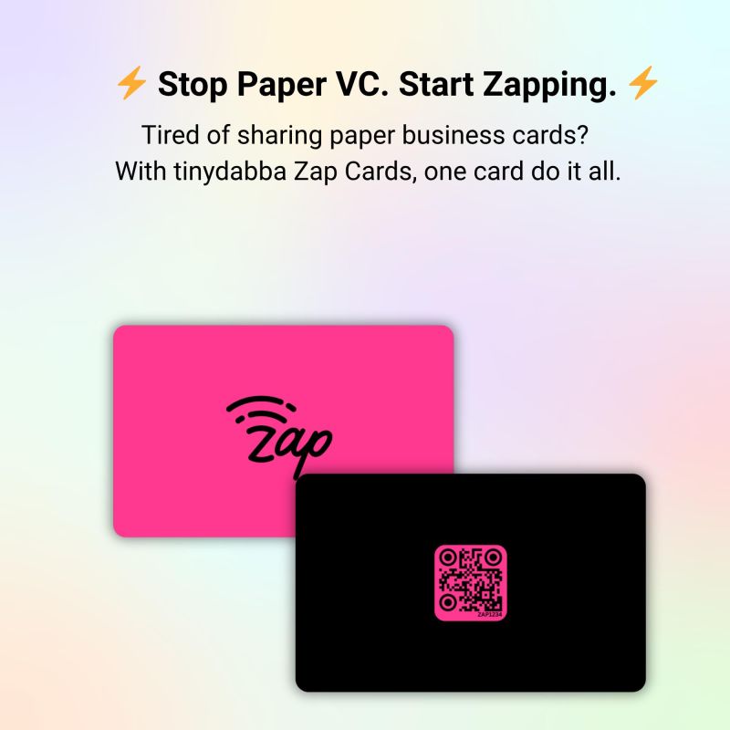 Information graphic from the Amazon listing for tinydabba Zap NFC Smart Digital Business Card