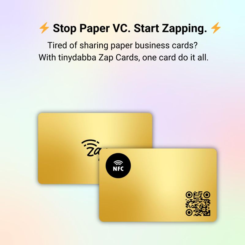 Information graphic from the Amazon listing for tinydabba Zap NFC Smart Digital Business Card