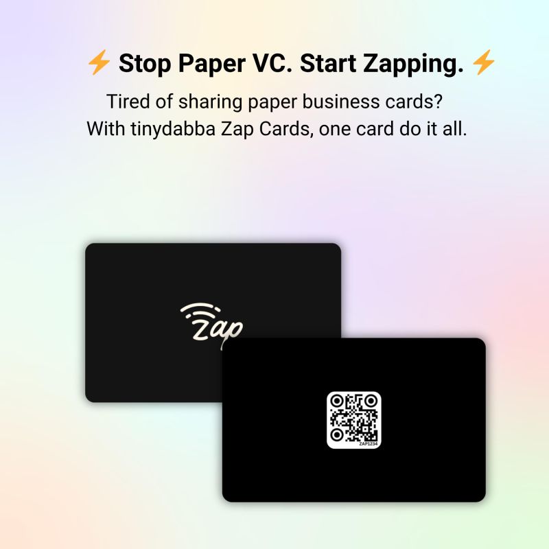 Information graphic from the Amazon listing for tinydabba Zap NFC Smart Digital Business Card
